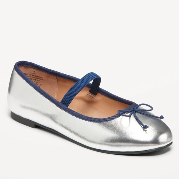 Old Navy Shiny Metallic Ballet Flats for Girls - Picture 1 of 8